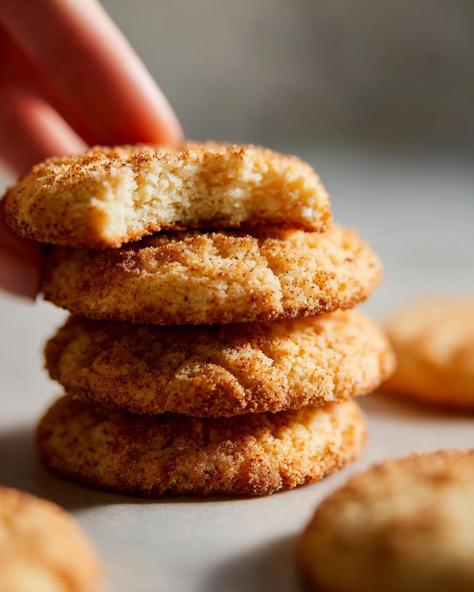 A stack of melt-in-your-mouth coffee butter cookies, with one cookie broken to show the texture.
