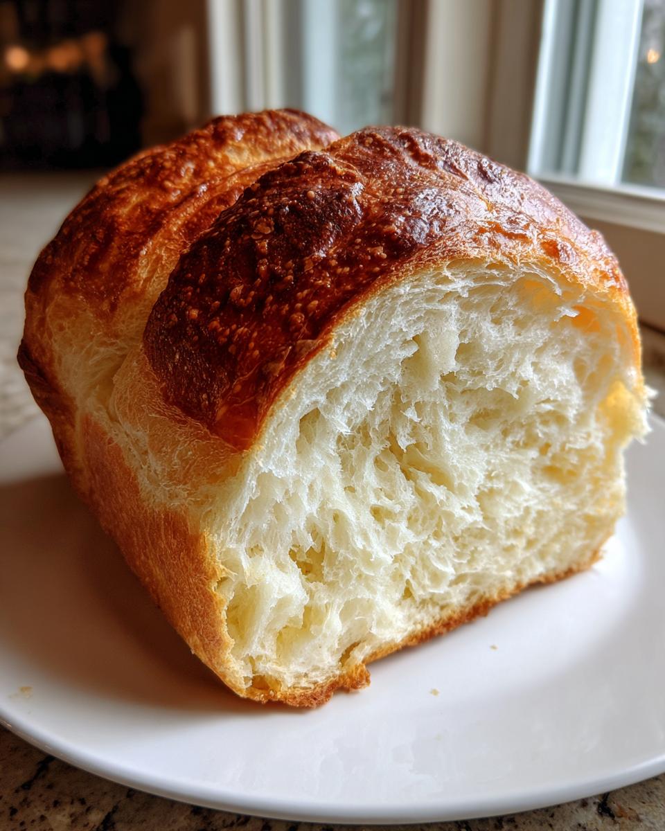 Close-up of a slice of homemade french bread showing a fluffy white interior and golden-brown crust.