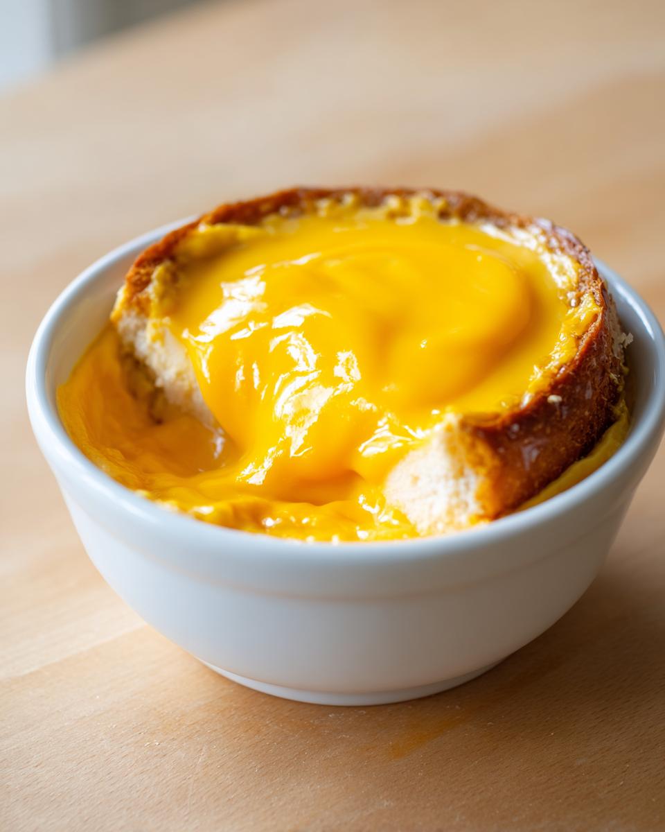 A piece of toasted bread dipping into a bowl of creamy, bright yellow beer cheese sauce.