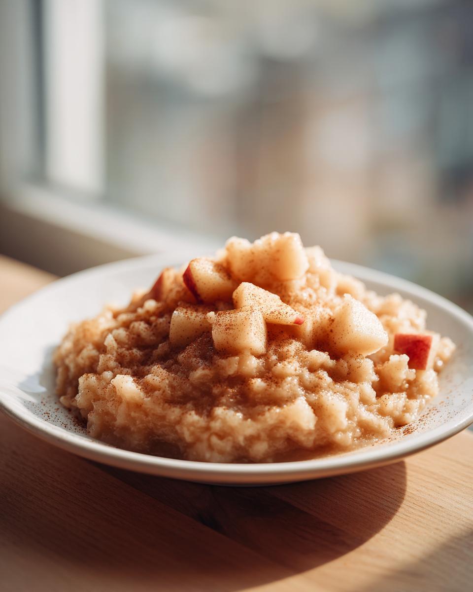 A bowl of chunky homemade applesauce topped with diced apple pieces and sprinkled with cinnamon.